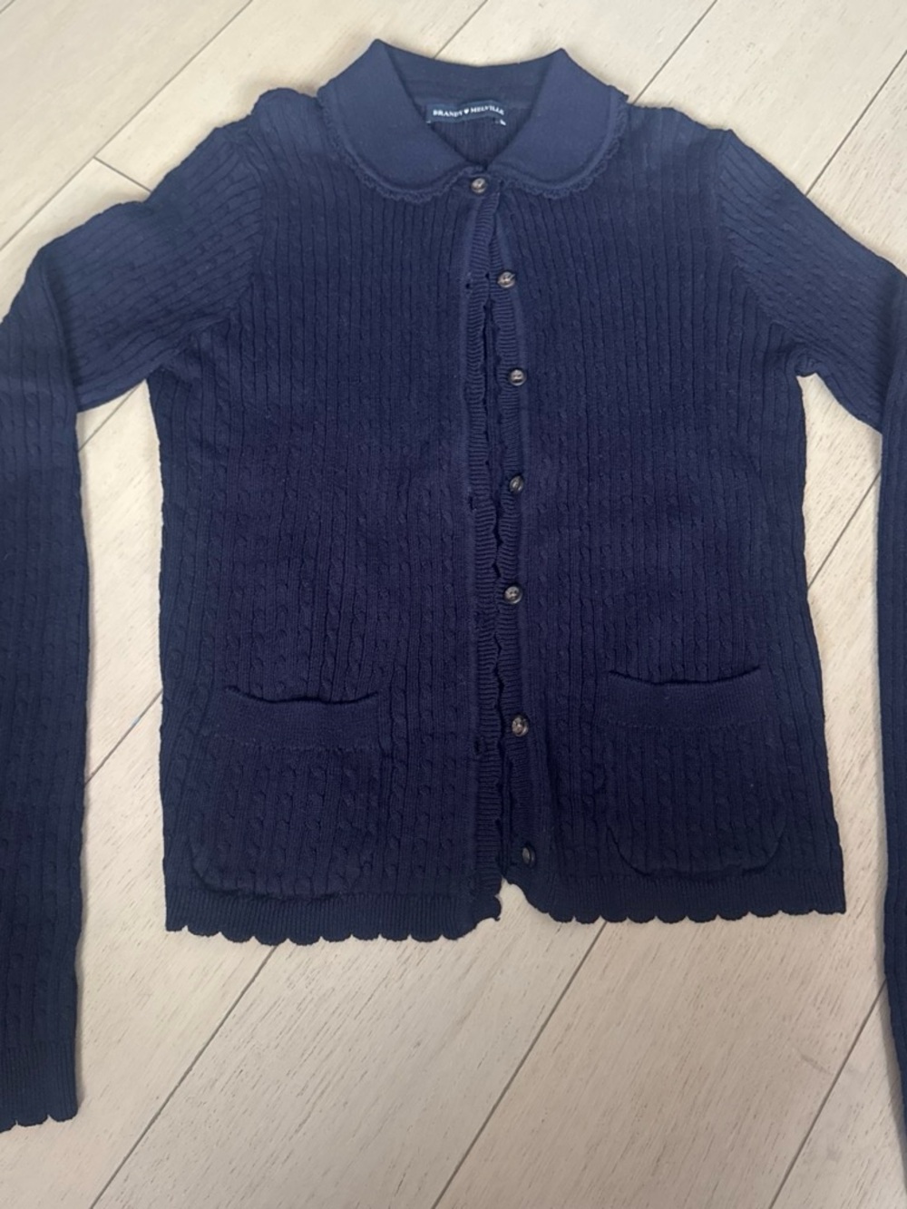Brandy Melville Navy Scallop-Trim Button Cardigan